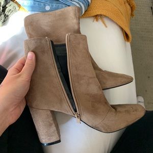 Suede nude booties